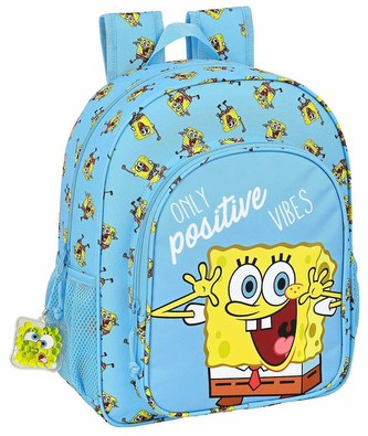 Junior dětský batoh Spongebob: Positive Vibes (objem 15 litrů|38 x 32 x 12 cm) modrý polyester