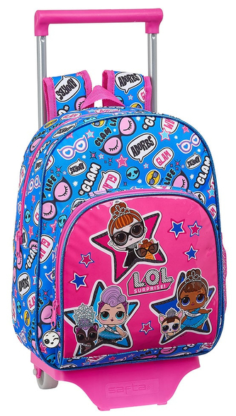 Dětský batoh s vozíkem L.O.L. Surprise: Together s kolečky (objem 10 litrů|26 x 34 x 11 cm) růžový polyester Dětský batoh s vozíkem L.O.L. Surprise: Together s kolečky (objem 10 litrů|26 x 34 x 11 cm) růžový polyester