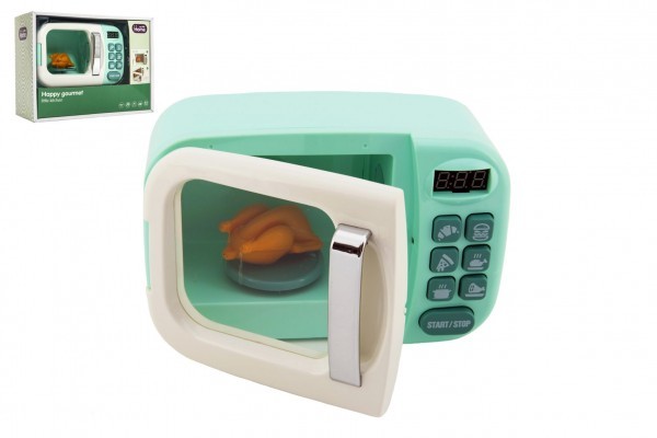 Mikrovlnná rúra s doplnkom plast 20x13cm na batérie so svetlom so zvukom v krabici 29x22x12cm 18m+