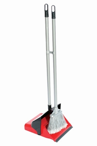 Smeták a lopatka EASYCLEAN s gumou a tyčí, 25,5x26,5x80 cm, chlup 12 cm, plast, kov