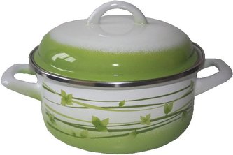 Rendlík smalt 3,5 l s poklicí dekor lístků 22 cm