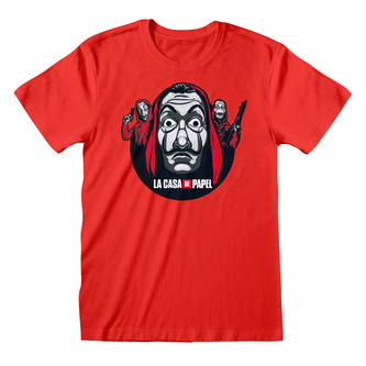 Pánské tričko La Casa De Papel|Papírový dům: Circle And Logo (L) červená bavlna