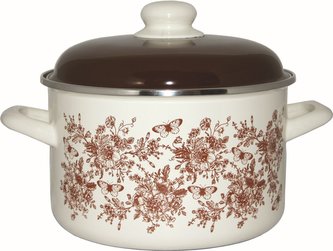 Hrnec 3 l smalt s poklicí dekor květin a motýlů 18 cm