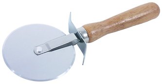 Kráječ na pizzu nerezový s dřevěným držadlem