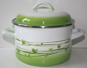 Hrnec smalt 5 l s poklicí dekor lístků 22 cm