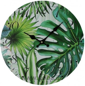 Hodiny nástěnné tropické listy
