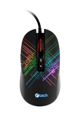 C-TECH herní myš Dusk, casual gaming, 3200 DPI, RGB podsvícení, USB