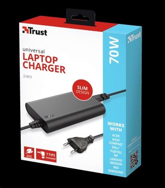 TRUST Univerzálny napájací adaptér pre notebooky Simo Ultra-slim 70W Universal Laptop Charger