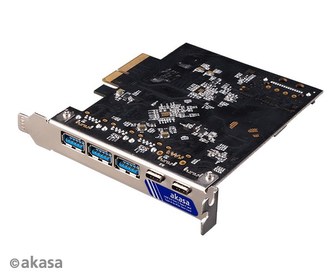 AKASA síťová karta USB 3.2 HOST card, 10Gbps USB 3.2 Gen 2 Type-C and Type-A to PCIe Host Card