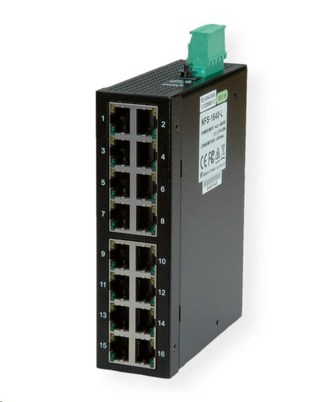 Roline Industrial Switch, 16x RJ-45, unmanaged, 10/100,16port, průmyslný