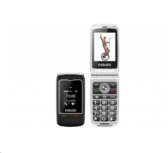 EVOLVEO EasyPhone FG, vyklápěcí mobilní telefon 2,8\" pro seniory s nabíjecím stojánkem, černá