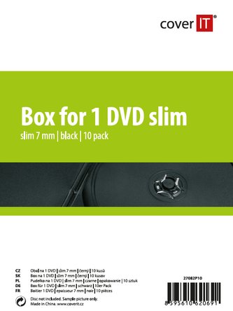 COVER IT obal na 1 DVD 7mm slim černý 10ks/bal