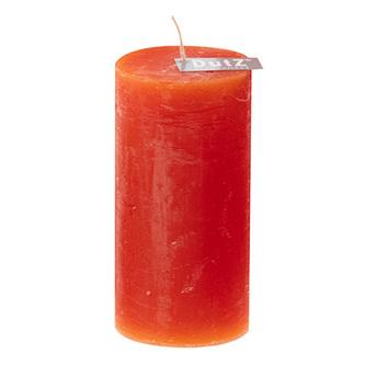 Rustikální svíčka DutZ, Výška 12 cm, průměr 6 cm, barva korálově červená