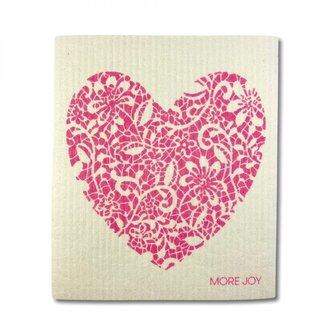More Joy Pratelná univerzální utěrka - Červené srdce - 100% kompostovatelná