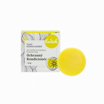 Kvitok Tuhý kondicionér pro mastné vlasy - Ochranný (20 g) - posílí jemné hřívy Kvitok Tuhý kondicionér pro mastné vlasy - Ochranný (20 g) - posílí jemné hřívy