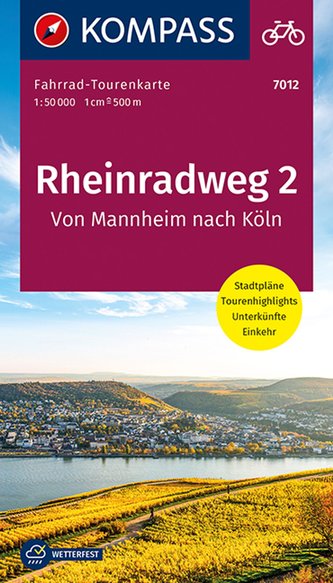 Fahrrad-Tourenkarte Rheinradweg 2, Von Mannheim nach Köln 1:50 000