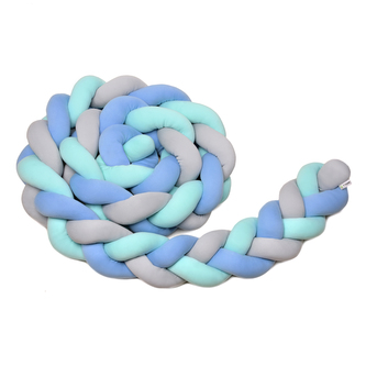 Pletený mantinel 220 cm, mint + blue + grey