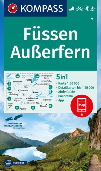 KOMPASS Wanderkarte Füssen, Außerfern 1:50 000