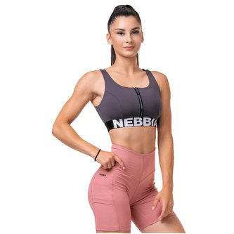 Sportovní podprsenka Smart Zip Marron - NEBBIA - Velikost L