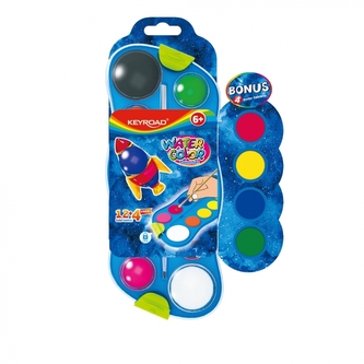 Vodové farby KEYROAD s maliarskou paletou, 12+4