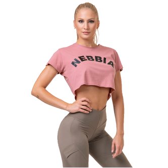 Dámské tričko Crop Top Fit&Sporty Old Rose - NEBBIA - Velikost L