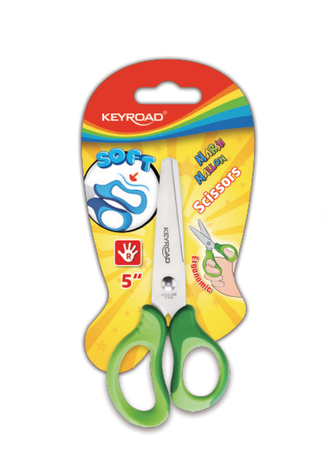 Dětské nůžky KEYROAD Soft, 12,5cm, blistr, asort