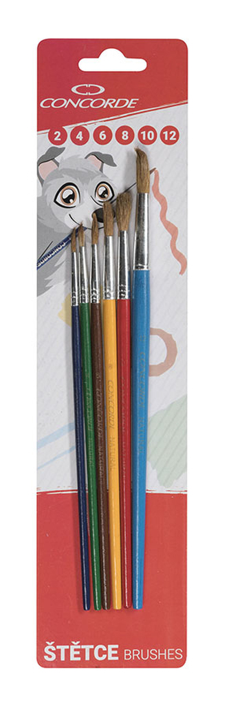 Sada štětců CONCORDE Color kulaté, 6 ks, blistr