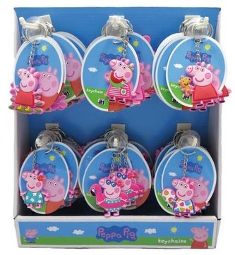 Klíčenka/Přívěsek 3D Prasátko Peppa/Peppa pig guma 10 cm na kartě 72ks v boxu