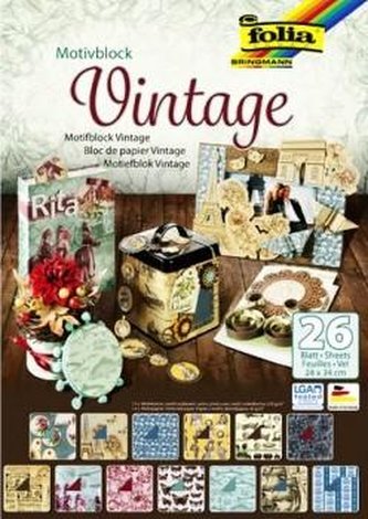 Folia Blok Dizajnových papierov s motívom - Vintage 26 listov