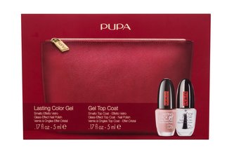 Pupa Lasting Color Gel lak na nehty Lasting Color Gel 5 ml 013 Souffle Velours + vrchní lak na nehty Gel Top Coat 5 ml + kosmetická taštička