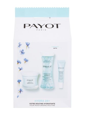 PAYOT Hydra 24+ denní pleťový krém Hydra 24+ Glacée Moisturising Care 50 ml + hydratační vyhlazující emulze Hydra 24+ Essence Plumping Priming Infusion 125 ml + oční gel Hydra 24+ Moisturising Reviving Eyes Roll On 15 ml