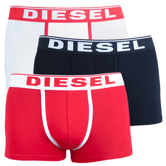 3Pack pánské boxerky Diesel bílo, červeno, černé Velikost: L