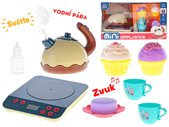Kanvica na čaj s indukčným varičom na batérie so svetlom a zvukom s doplnkami v krabičke