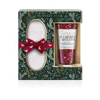 The Fuzzy duck dárkový set ponožky a krém Mullberry, Mistletoe, Frosted Cremberry