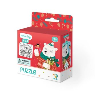 Dodo Puzzle s omaľovánkou - Vianočný medveď 16 dielikov