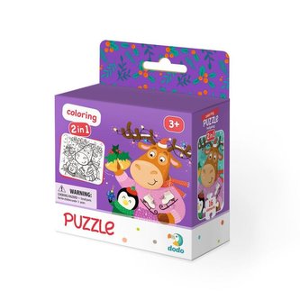 Dodo Puzzle s omaľovánkou - Roztomilý jeleň a tučniak 16 dielikov