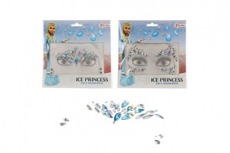 Obličejové zdobící diamanty/kamínky Ledová princezna plast 2 druhy v sáčku 18x17,5cm - cena za 1 KS