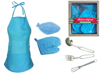 Sada pre malých kuchárov modrá - zástera s doplnkami v krabičke