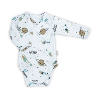 Kojenecké bavlněné body s bočním zapínáním dlouhý rukáv Nicol Star - velikost 62 (3-6m)