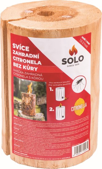 Sviece záhradné Citronela proti komárom bez kôry Solo
