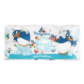 Toaletní papír s potiskem 3 vrstvý 8 ks Penguins