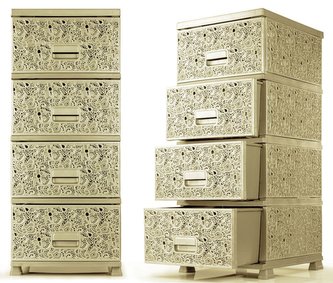 Komoda polyratan 44x38x90,5 cm RAF krémový