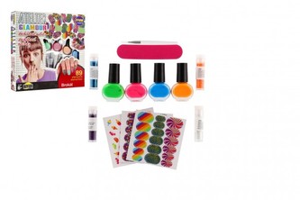 Brokátové nehty plast/barvy sada na nehty 89ks v krabičce 23x23x5cm