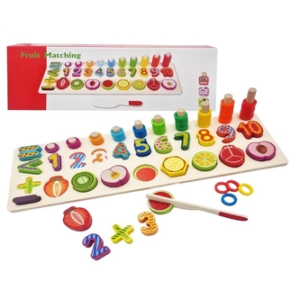 Dřevěné číslice a ovoce vkládačka