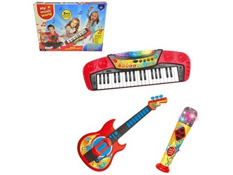 Súprava 3 v 1 elektronické piáno, 37 kláves, gitara, mikrofón