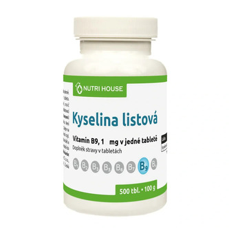 Nutrihouse - Vitamín B9 kyselina listová Folacin 1mg v tabletě 500tablet