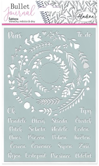Diářová šablona Aladine Bullet Journal- Věnečky, měsíce, dny