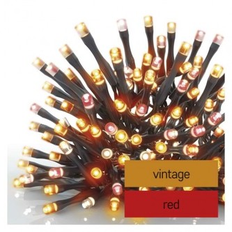 LED vánoční řetěz pulzující, 12 m, venkovní i vnitřní, vintage/červená