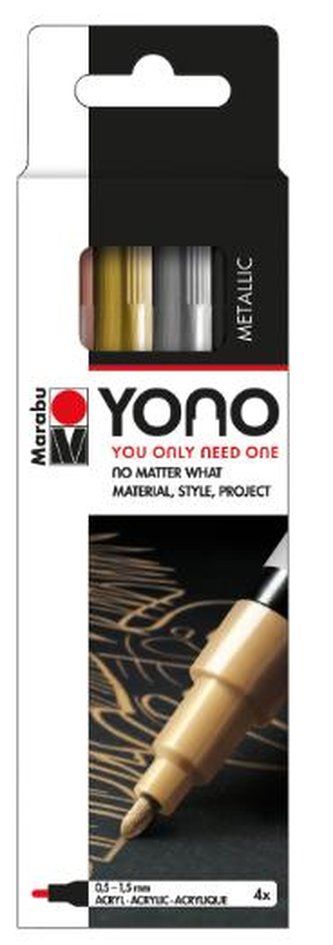 Marabu YONO Sada akrylových popisovačů - metalické barvy 4x 0,5-1,5 mm