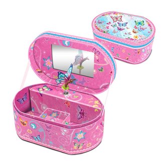 Šperkovnice s motýlkem oválná - růžová Šperkovnice s motýlkem oválná - růžová